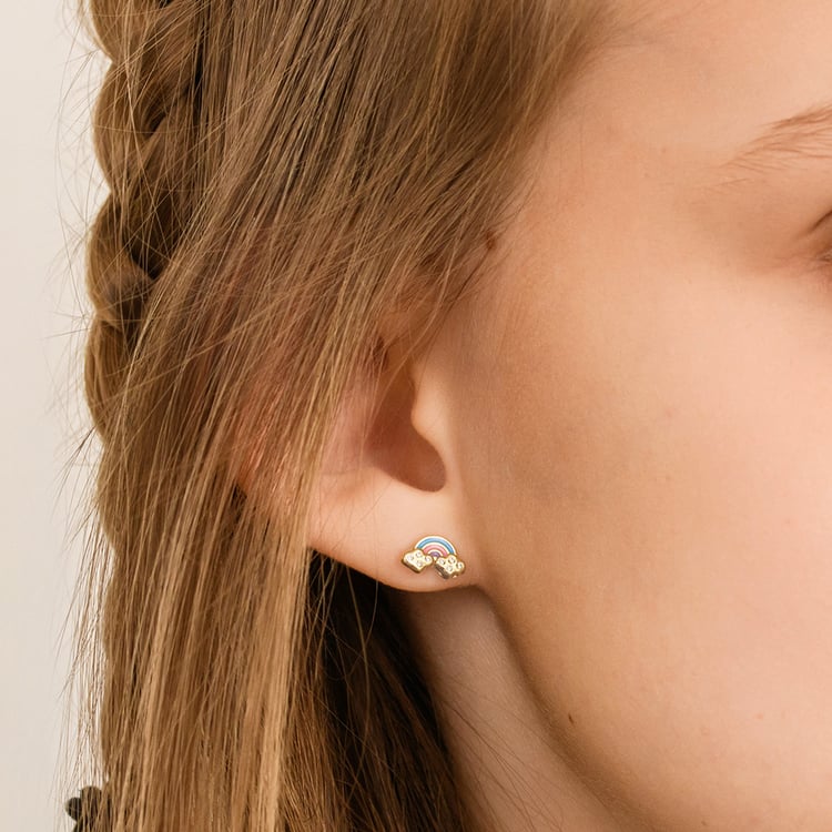 Zlaté dětské náušnice ve tvaru duhy Holly 164377