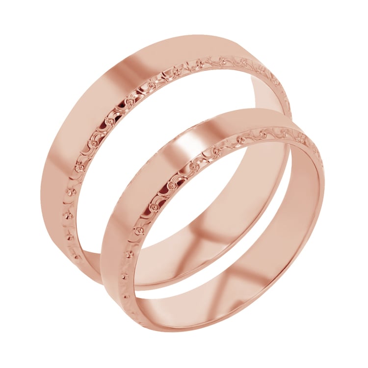 Zlaté snubní prsteny se zdobenými okraji Rahim 113788