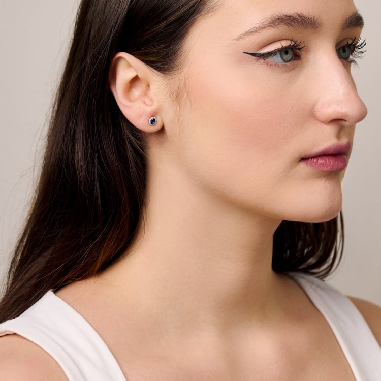 Jemné náušnice ze zlata se safíry a lab-grown diamanty Shrivatsa 165480