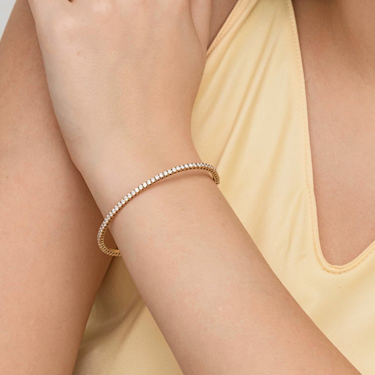 Zlatý flexi náramek s lab-grown diamanty 165071