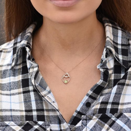 Přívěsek matka a dítě s olivínem a diamantem Ella