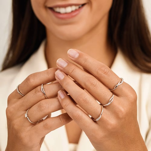 Atypický prsten ze stříbra s diamanty Joel