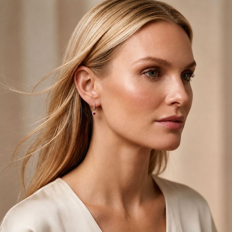 Půvabné stříbrné náušnice s rubíny a lab-grown diamanty Donna 171163