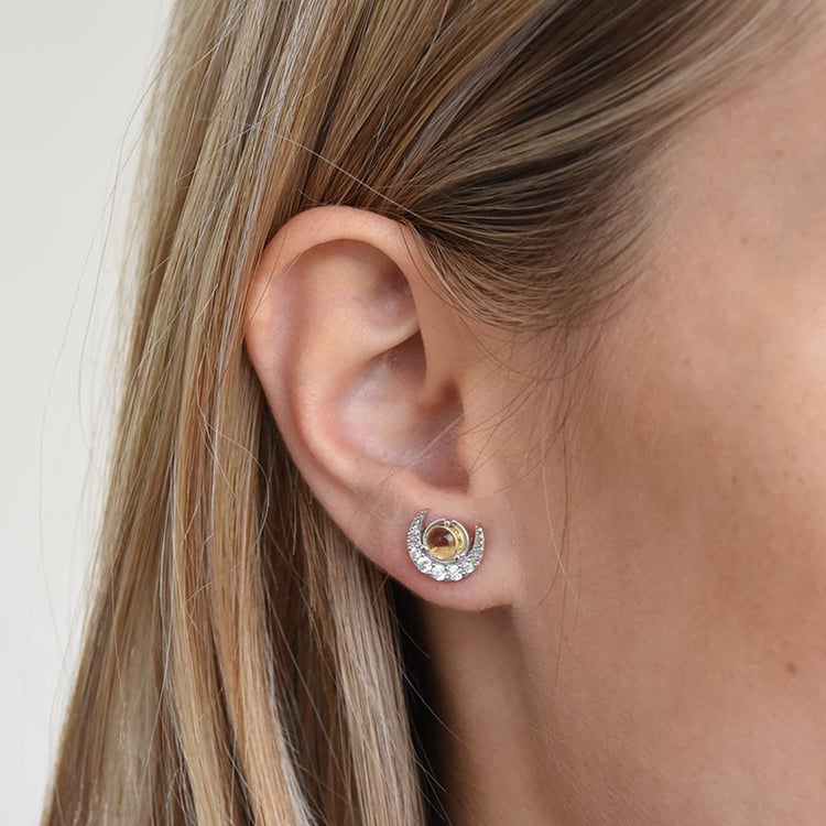 Náušnice s citríny ze stříbra 86201