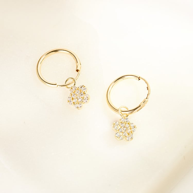 Zlaté dětské náušnice ve tvaru květiny Dahlia 164364