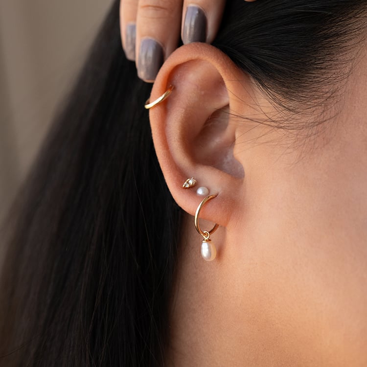 Zlaté visací náušnice s perlami Margo 127858