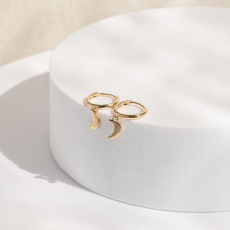 Stříbrné kruhové náušnice s měsíčky Aibek 142875