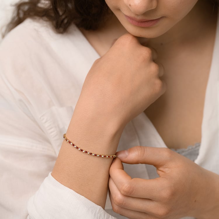 Tenisový náramek s rubíny a diamanty Kendrick 153844