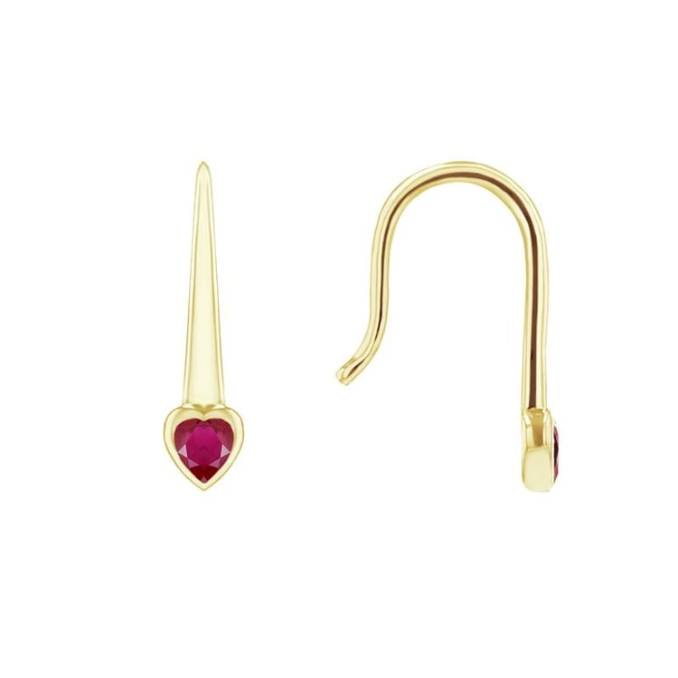 Visací náušnice s rubínovými srdíčky Levy 99829