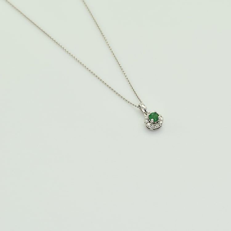 Smaragdový halo přívěsek s diamanty Florrie 41691
