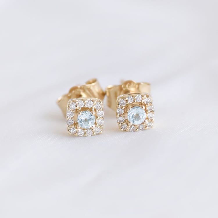 Stříbrné akvamarínové náušnice s lab-grown diamanty Sukie 104105