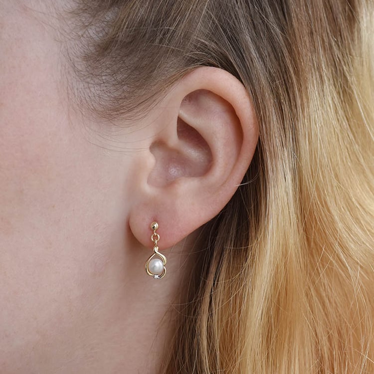 Zlaté perlové náušnice se zirkony 93435