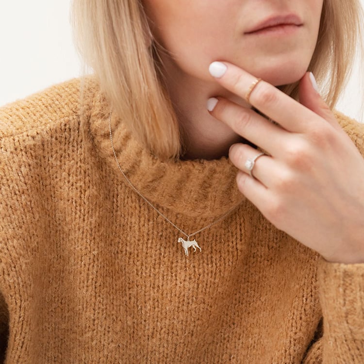 Stříbrný přívěsek ve tvaru psa s gravírem Boxer 98582