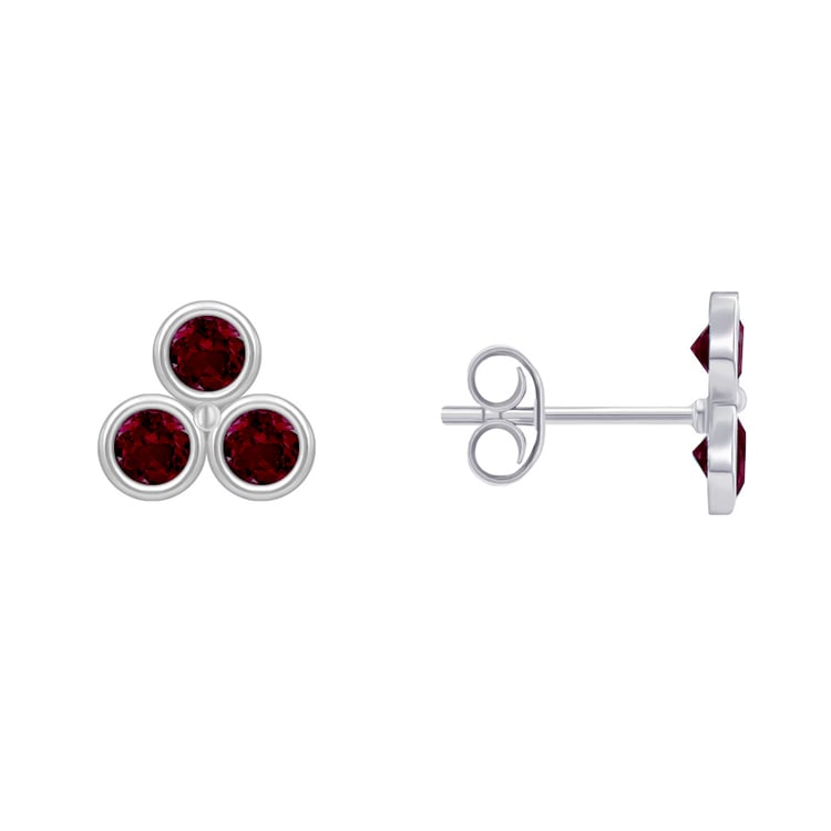 Stříbrné napichovací náušnice rhodolity 48232