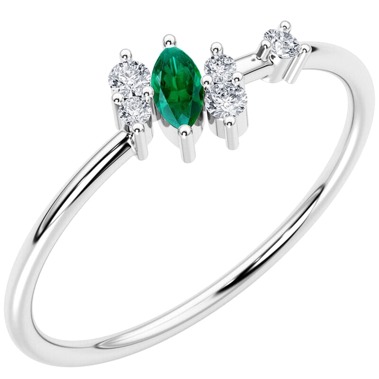 Cluster prsten s lab-grown smaragdem a diamanty Kasen