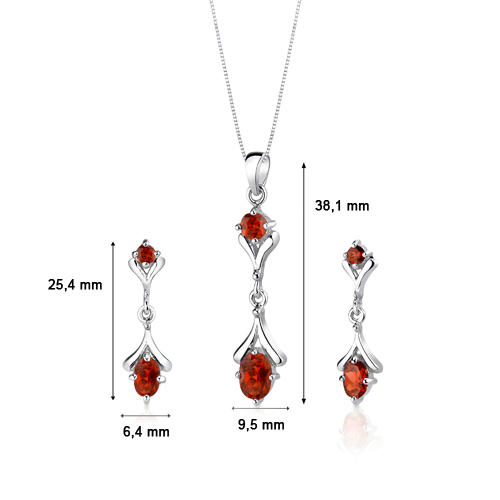 Stříbrné náušnice a přívěsek s granáty 2911