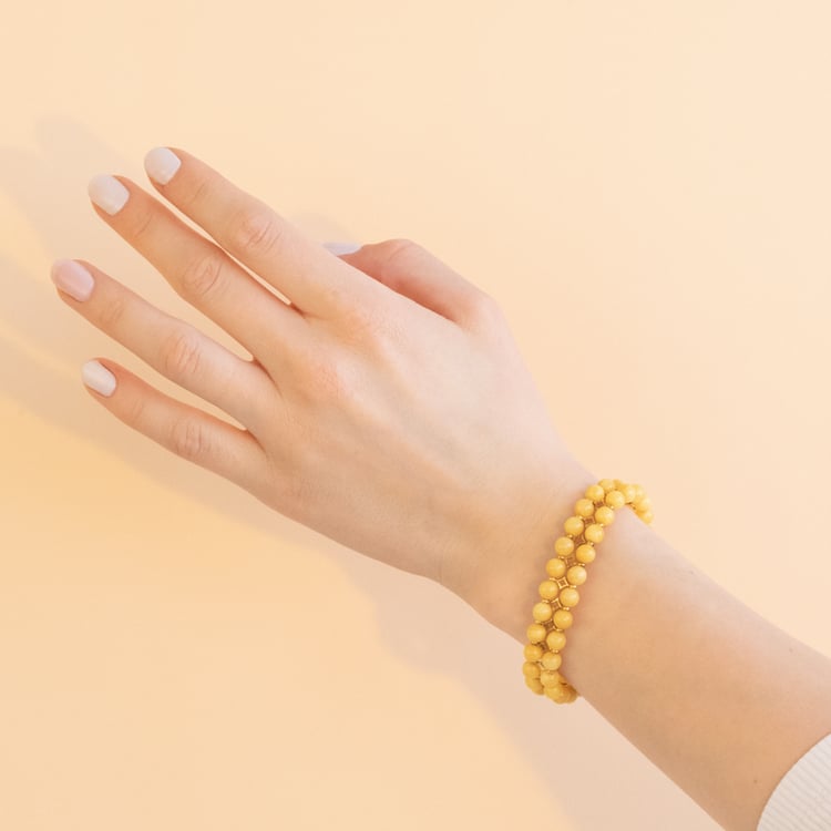 Stříbrný pozlacený náramek s krémově žlutými jantary Milania 101121