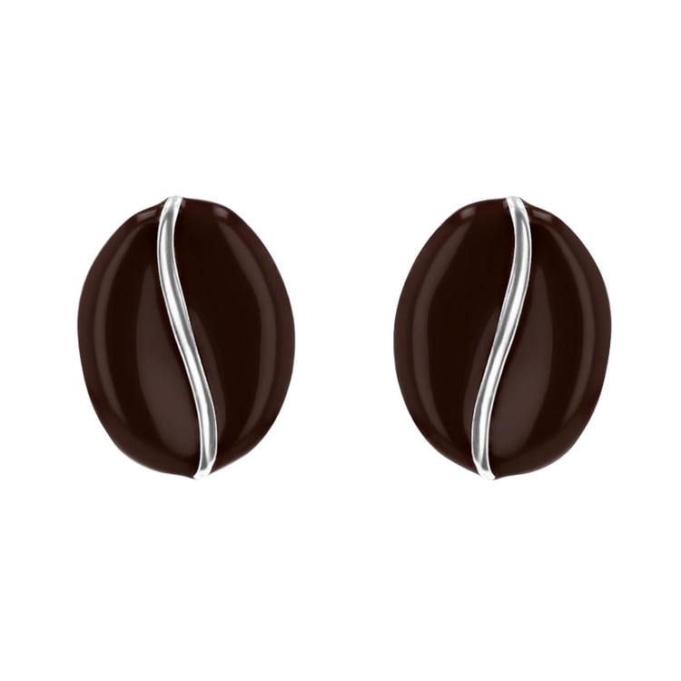 Stříbrné náušnice kávová zrna s enamelem