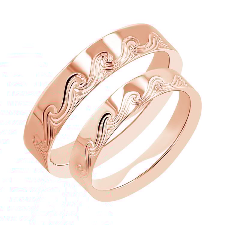 Snubní prsteny s ruční rytinou vln Carlin 116403