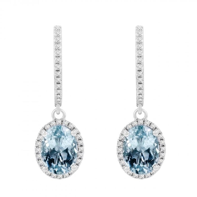 Zlaté náušnice s akvamaríny a diamanty Azura