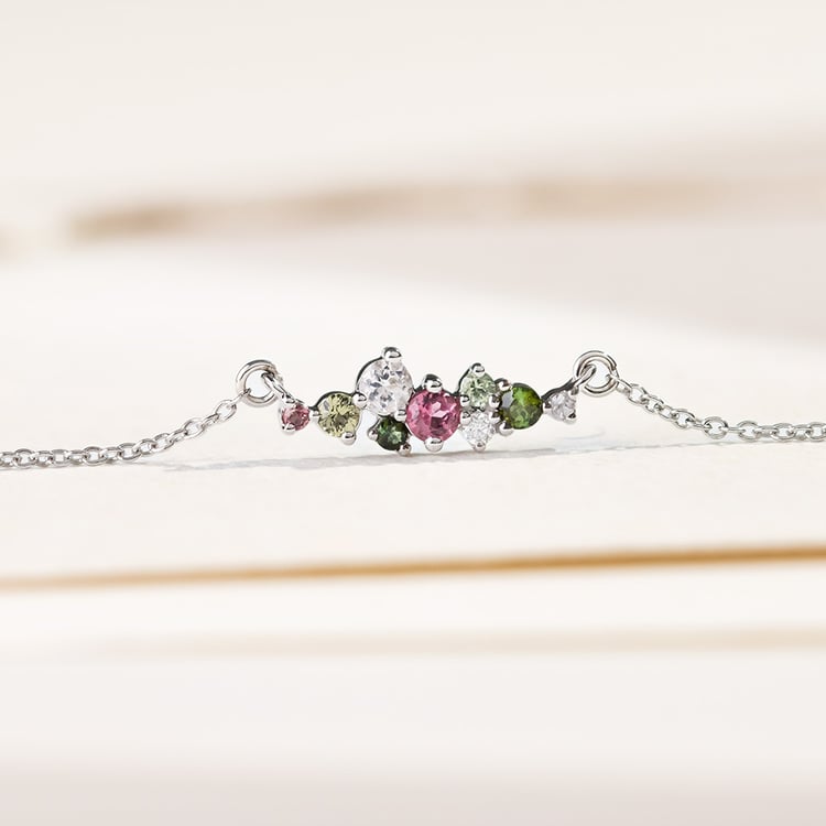 Cluster náhrdelník s pastelovými drahokamy Kianna 161344