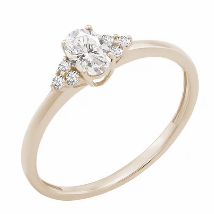 Zásnubní prsten z oříškového zlata s lab-grown diamanty