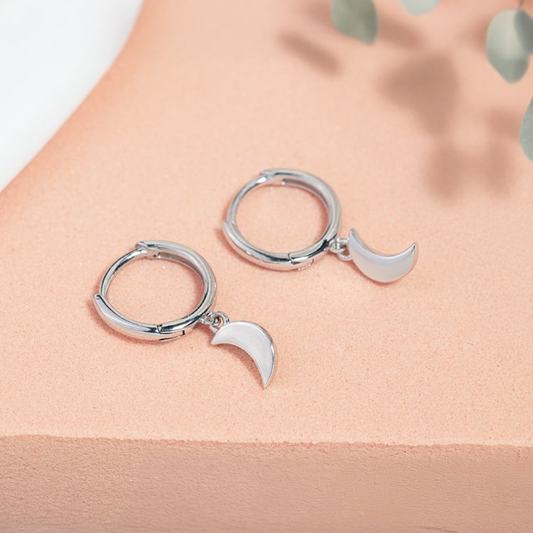 Stříbrné kruhové náušnice s měsíčky Aibek 149186
