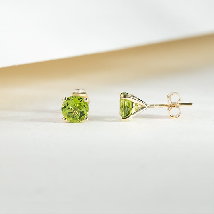 Zlaté náušnice s okrouhlými olivíny Hulda 147267