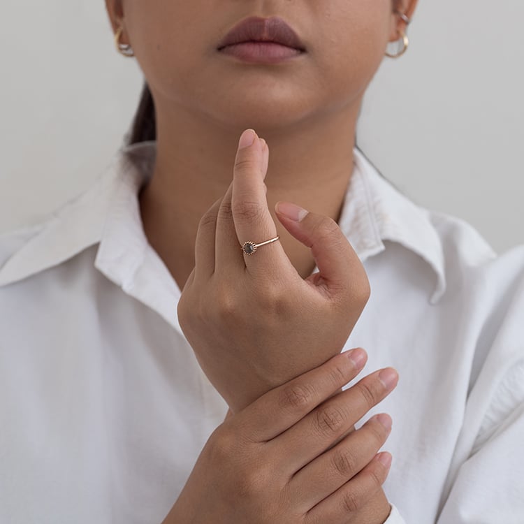 Zlatý prsten s hexagon salt and pepper diamantem Osian 127875