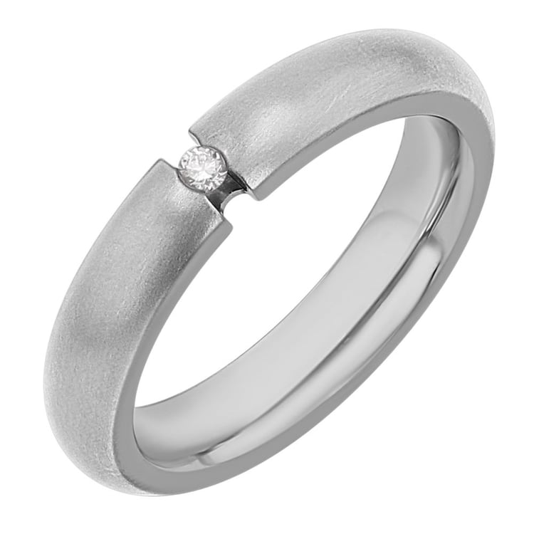 Půlkulaté titanové snubní prsteny s diamantem Edva 167880