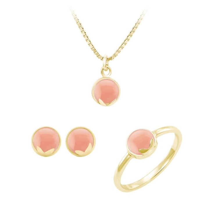 Zlatá kolekce s cabochon korály 44498