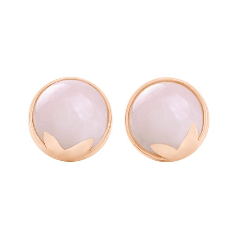 Zlaté náušnice s cabochon růženíny