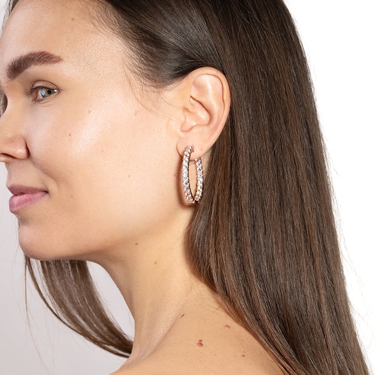 Stříbrné kruhové náušnice se zirkony Elibi 149945