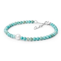 Stříbrný náramek s howlitovými korálky a perlou Moira