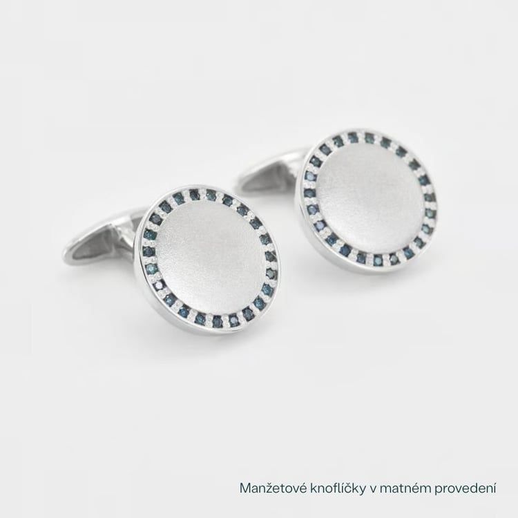 Stříbrné manžetové knoflíčky s modrými diamanty Tallis 165349