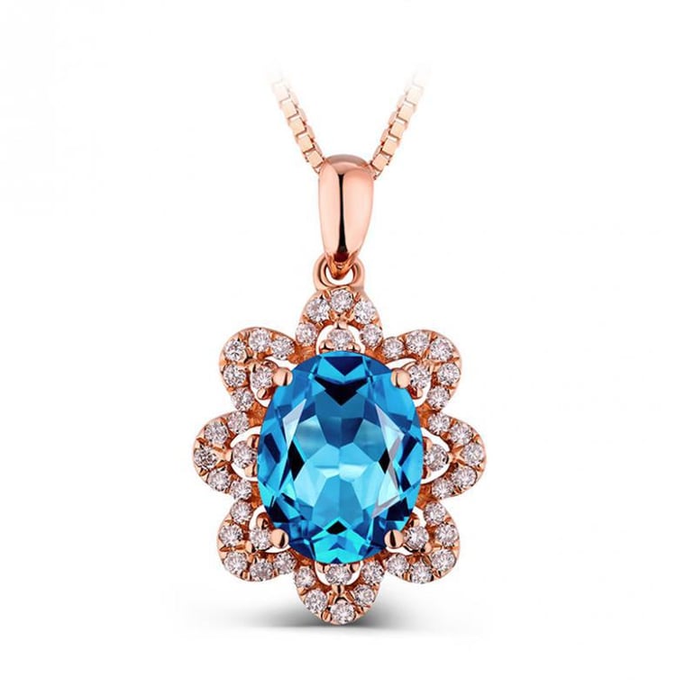 Zlatý květ s diamanty a topazem Kazipa