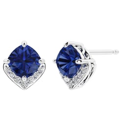 Stříbrné náušnice se simulovanými safíry Kosta