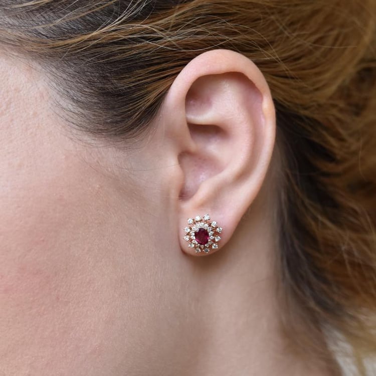 Náušnice s rubíny 18520