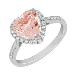 Zlatý prsten se srdcovým morganitem a diamanty Rena