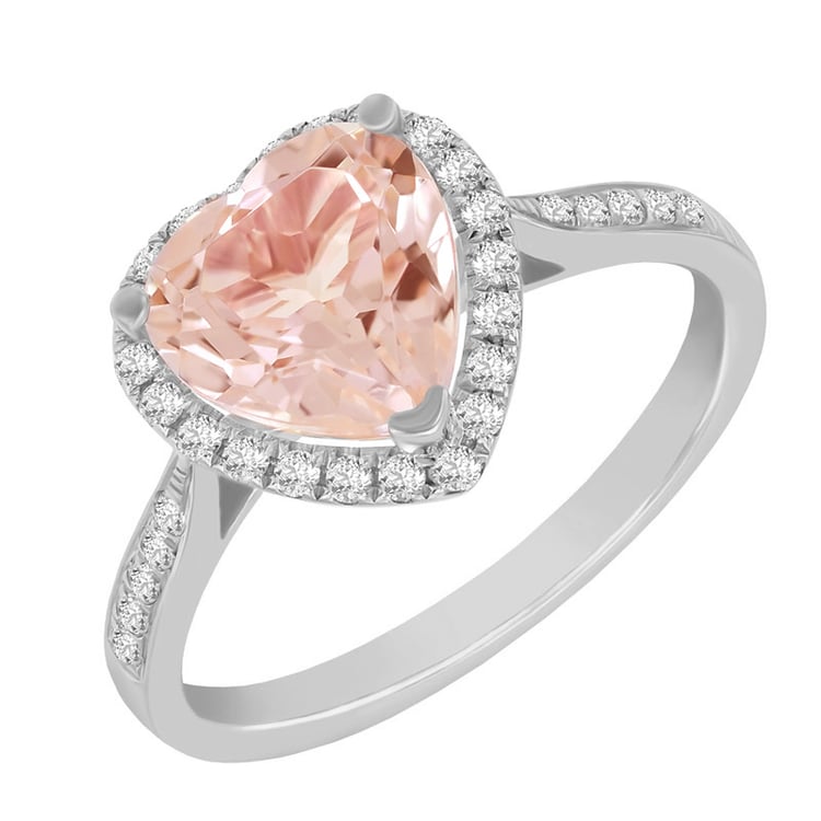 Morganitový prsten z bílého zlata