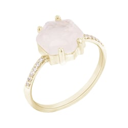 Zásnubní prsten s hexagon měsíčním kamenem a diamanty Carrie