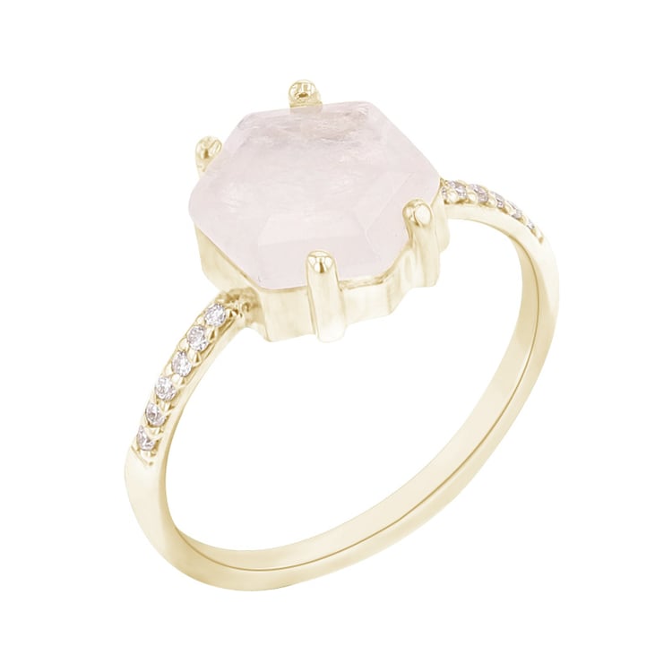 Zásnubní prsten s hexagon měsíčním kamenem a diamanty Carrie 97728