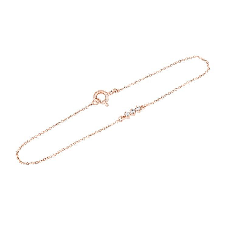 Minimalistický náramek se třemi diamanty z růžového zlata 80888
