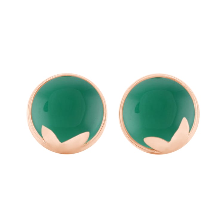 Náušnice s cabochon onyxy z růžového zlata 44777