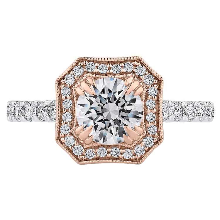 Zlatý zásnubní prsten v halo stylu 46438