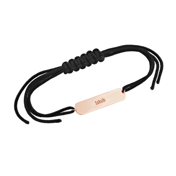 Stříbrný pánský šňůrkový náramek s gravírem Yousef 112356