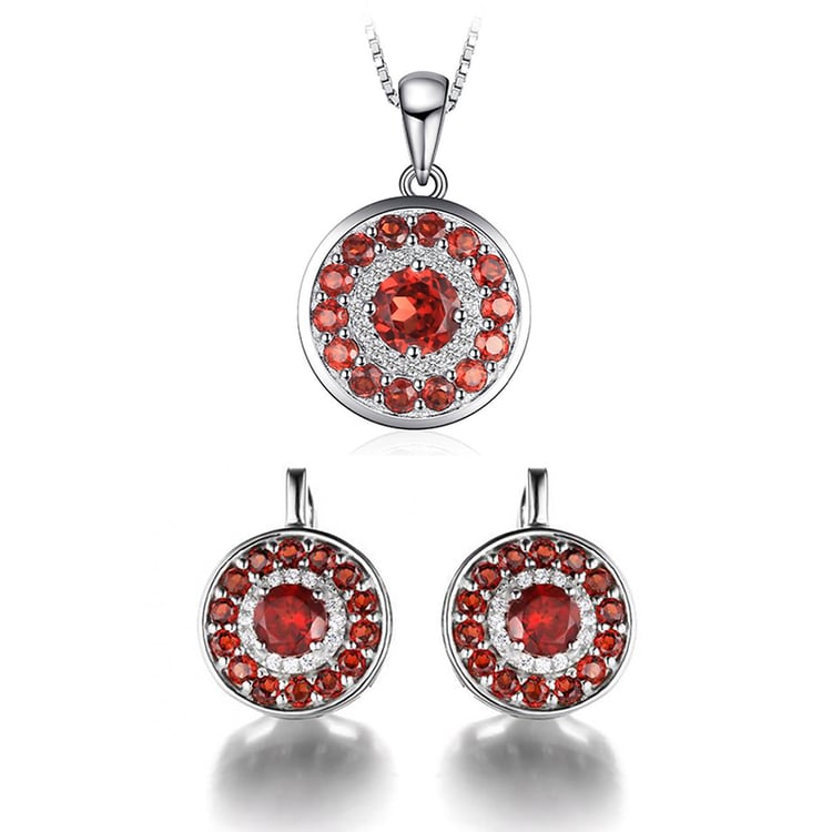 Stříbrná kolekce šperků s granáty a zirkony Astor