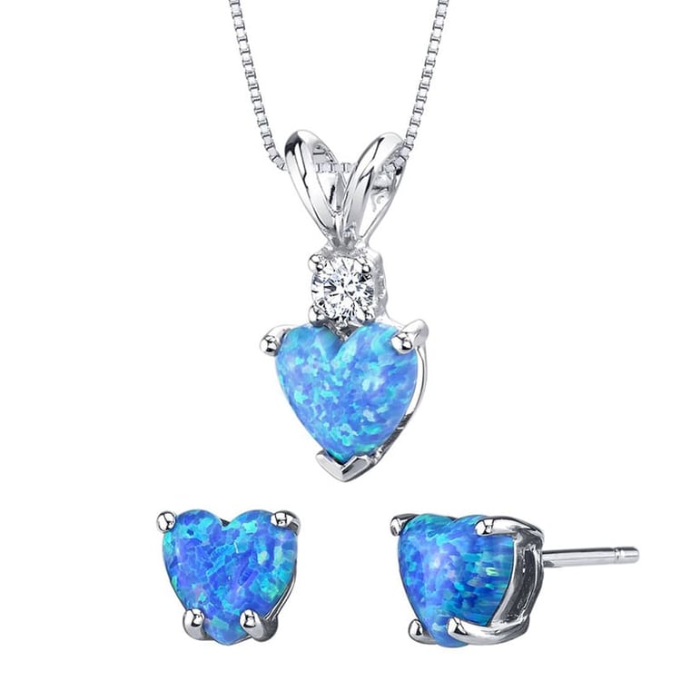 Kolekce šperků ze zlata s modrými srdíčkovými opály a diamantem Galen