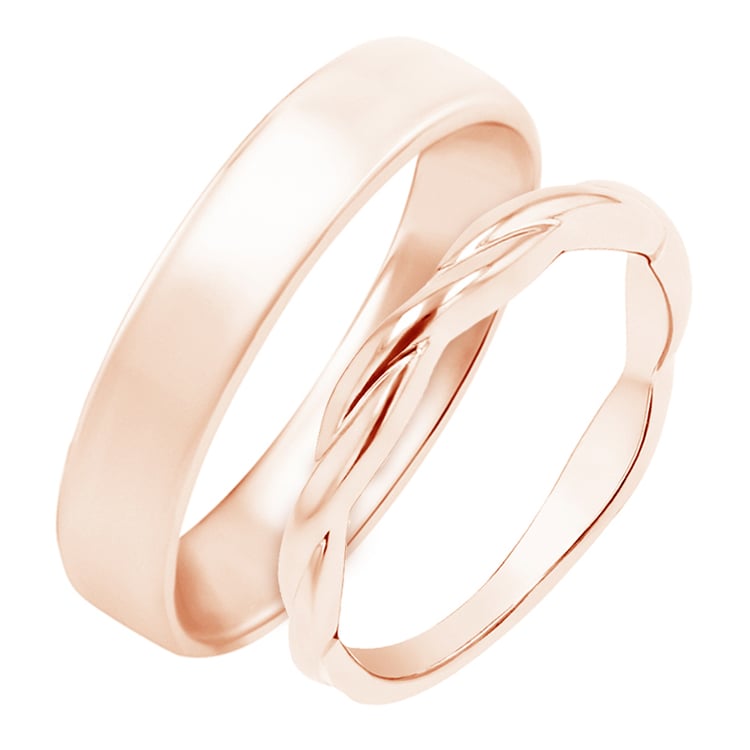 Dámský proplétaný prsten a pánský komfortní snubní prsten Gabriel 149074