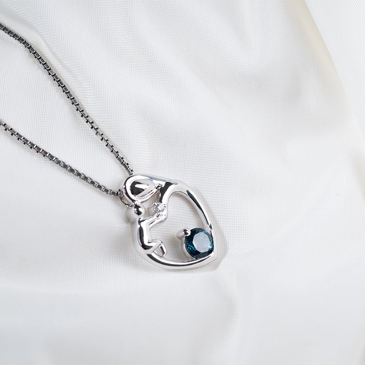 Přívěsek matka a dítě s londýnským topazem a diamantem Ella 131148